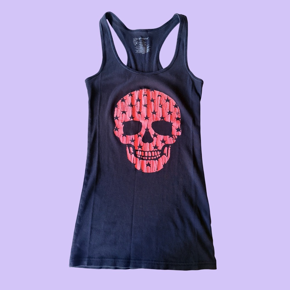 Y2K No Boundaries Skull Ribbed Racerback Tank Top Scene #18